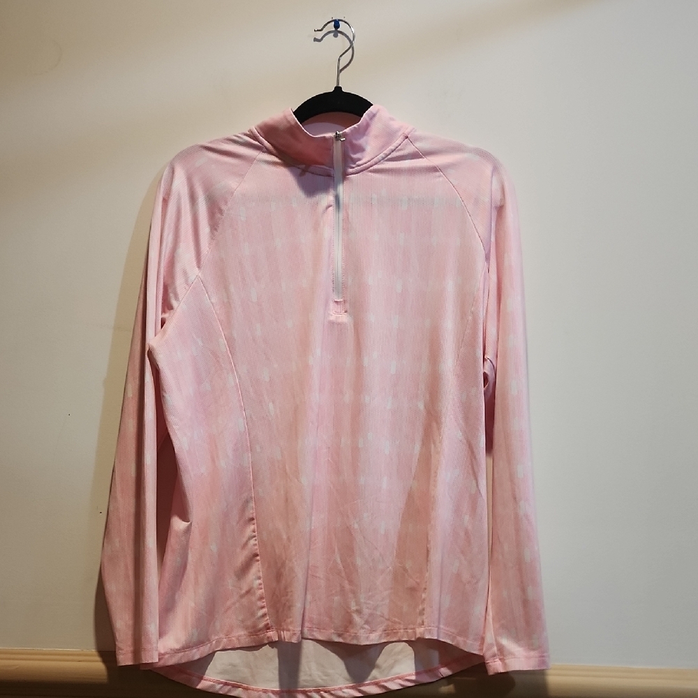 adidas Light Pink Long Sleeve Half-Zip Athletic Tee
